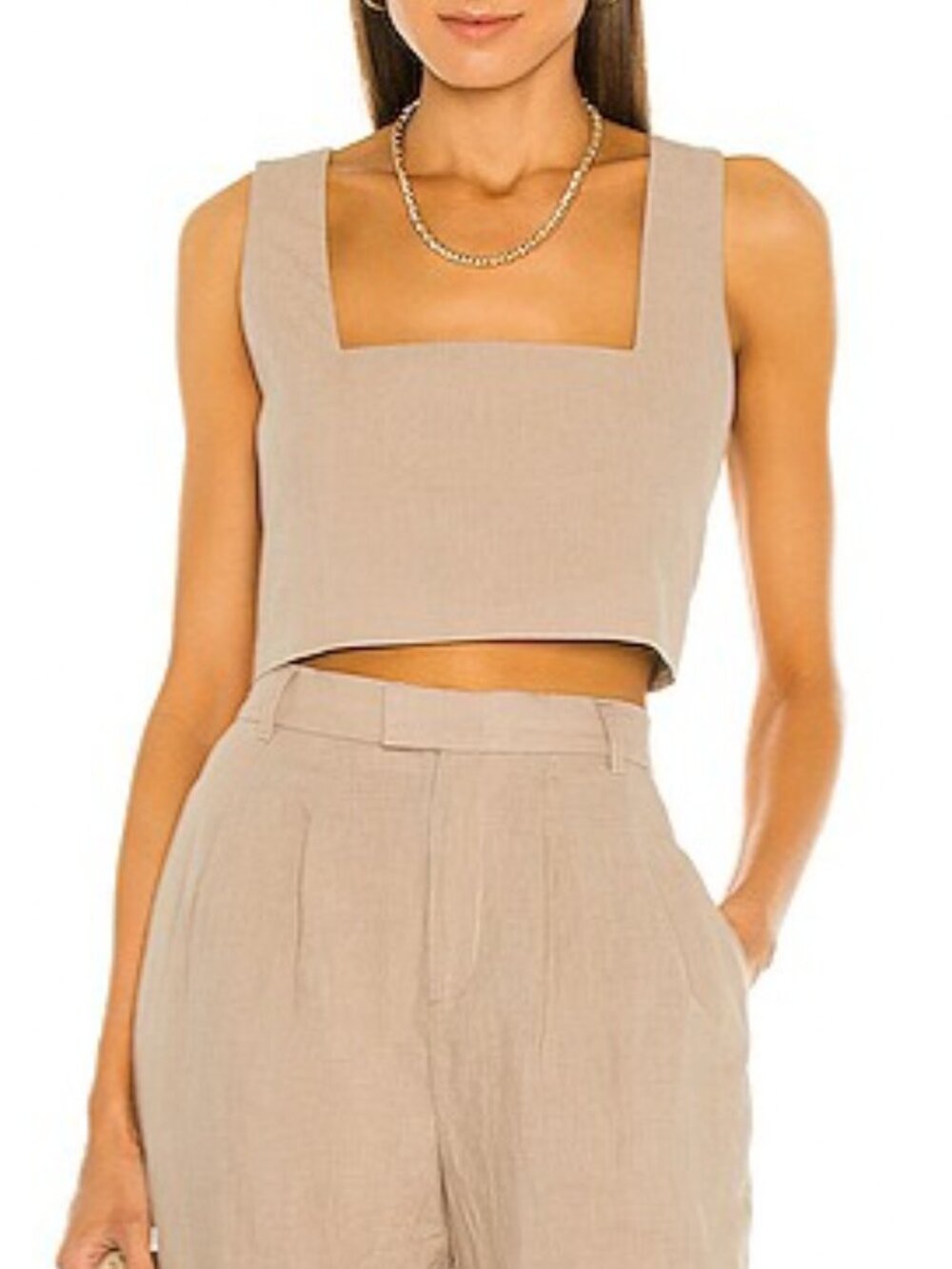 L'Academie Linen Crop Top